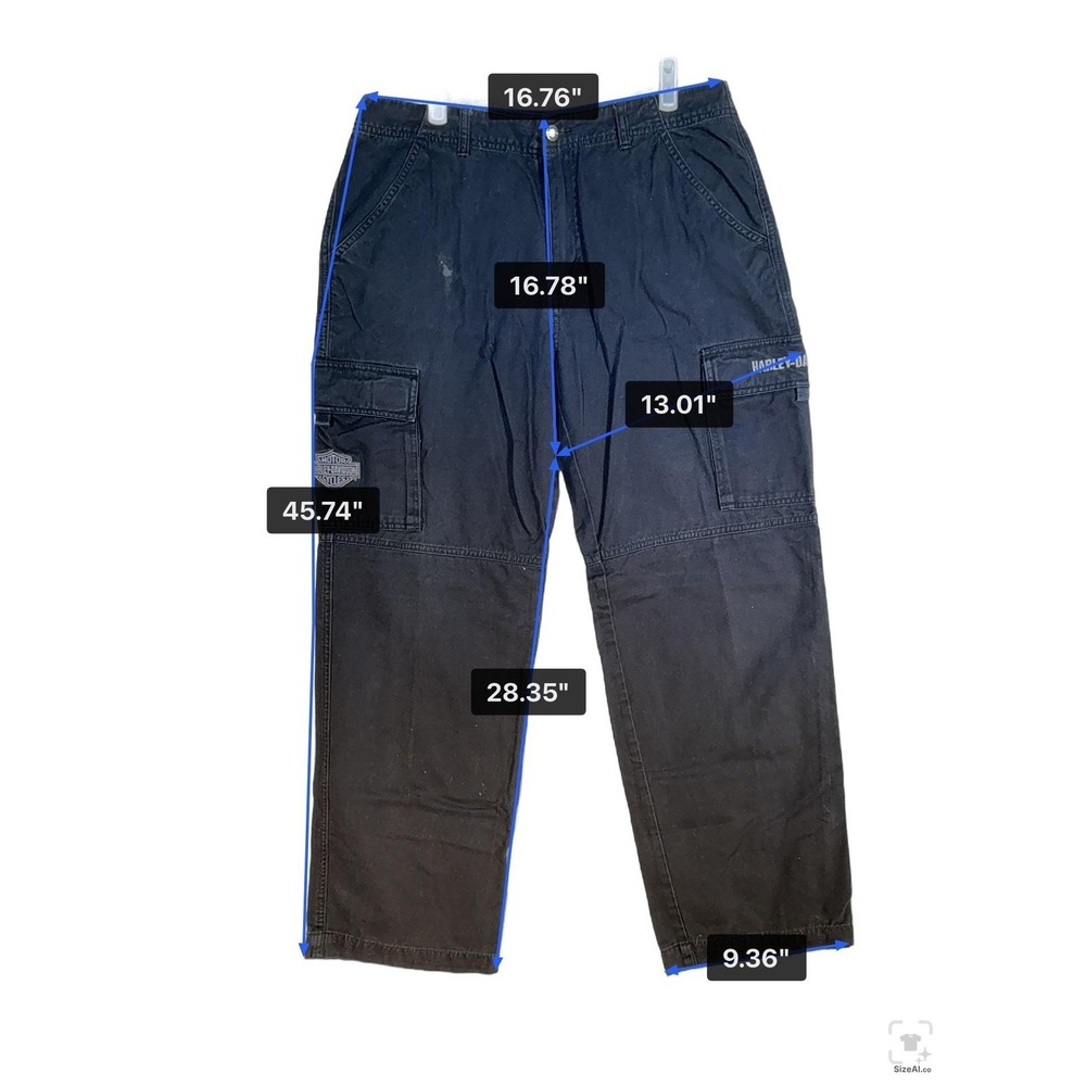 Harley-Davidson Jeans Mens 34x28 Black Dark Wash Straight Relaxed Denim Zip Fly - Picture 12 of 15